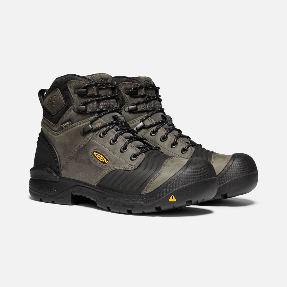 Botte de Travail Keen Homme Noir | Portland 6\" Waterproof (Carbon-Fiber Toe) | VHNZR-0936